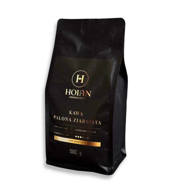 Czarne opakowanie kawy ziarnistej HOIAN Premium Coffee 500 g